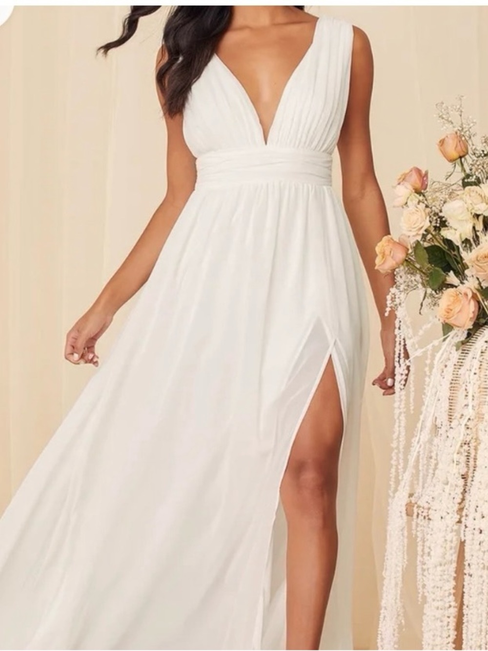 Lulu's Plunging V-Neck Maxi Dress